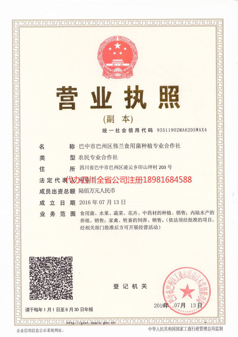 崇左崇左伟兰食用菌种植专业合作社